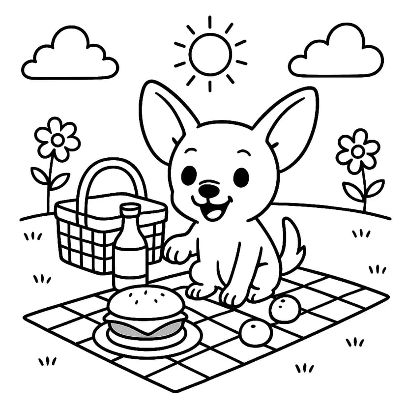 Chien Mignon en Pique-nique