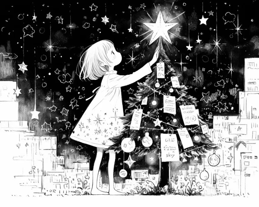 Niña Decorando la Estrella