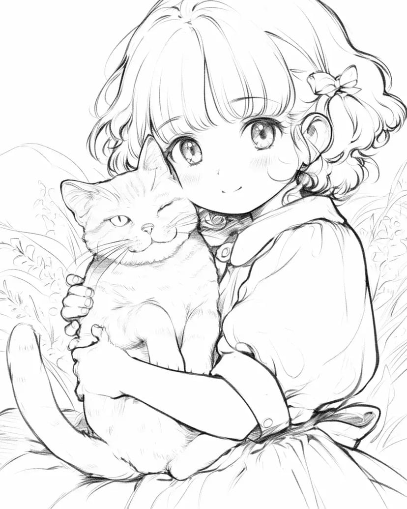 Niña Sosteniendo un Gato