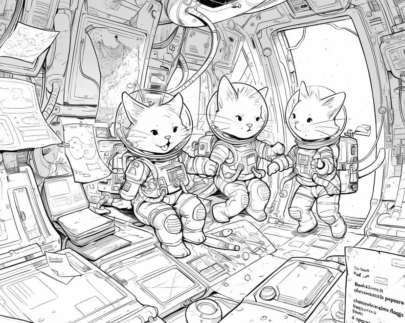 Chats Partant pour une Aventure Spatiale