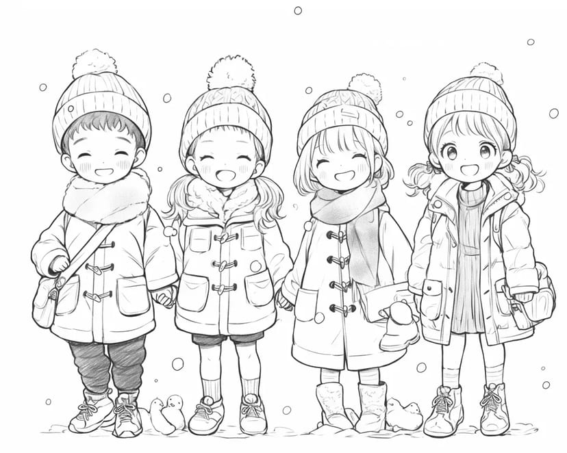 Niños Alegres en Invierno