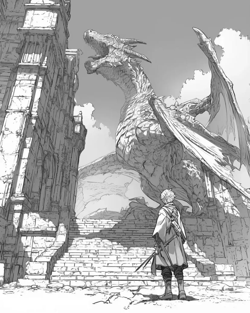 Templo Antiguo y Dragón