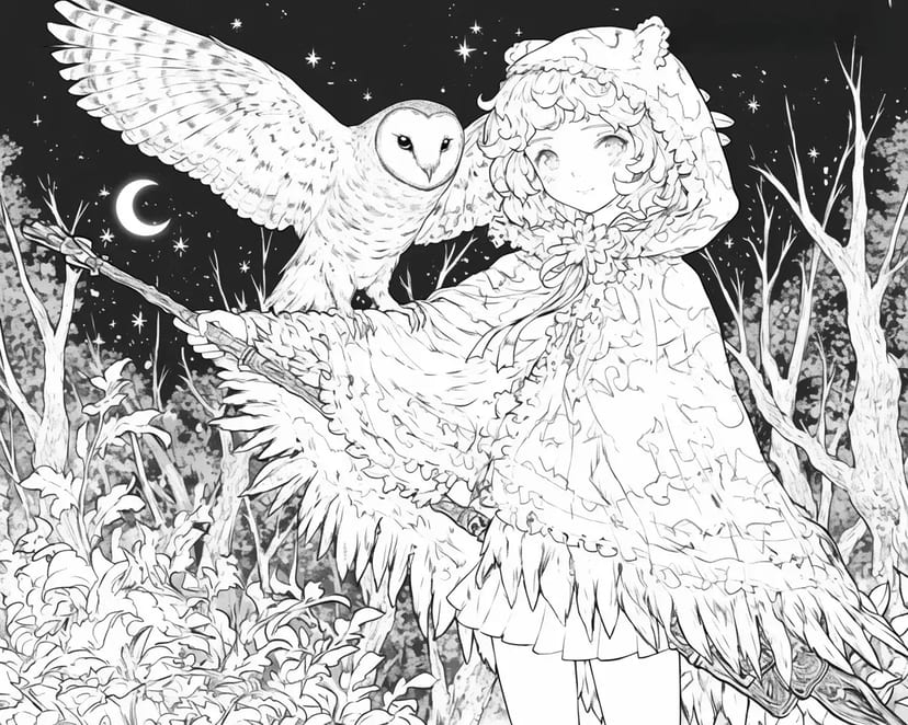 Fille Magique dans la Forêt Enchantée