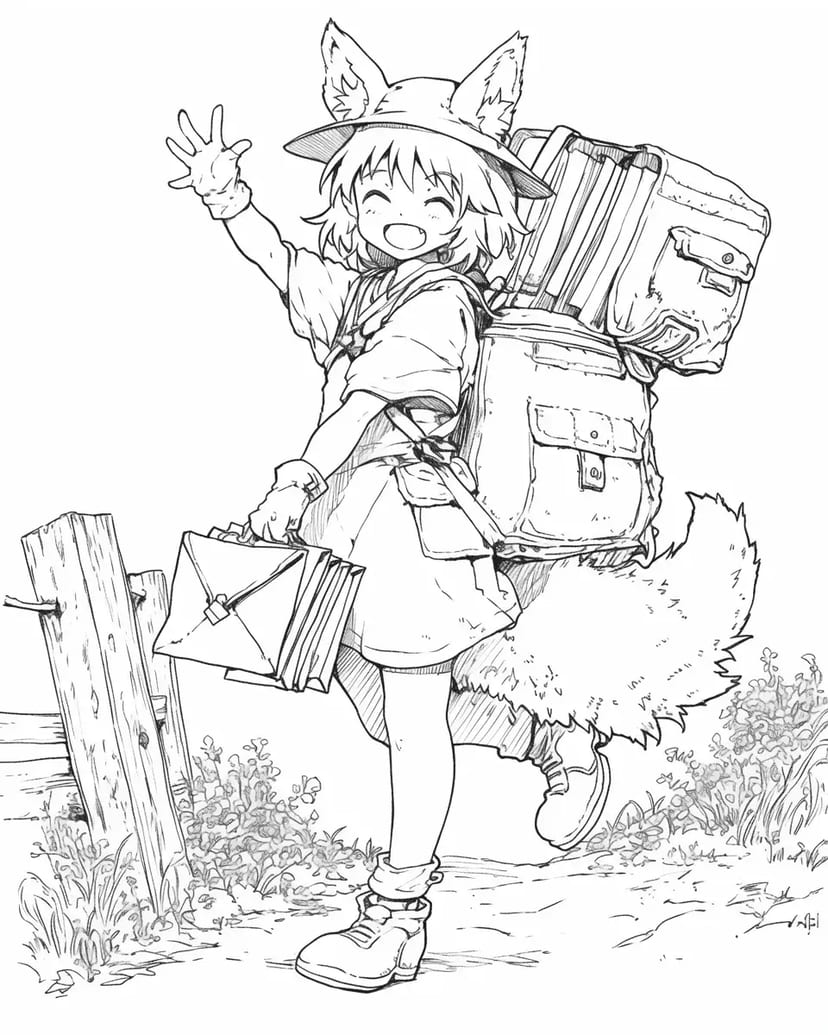 Fille aux Oreilles de Renard en Voyage