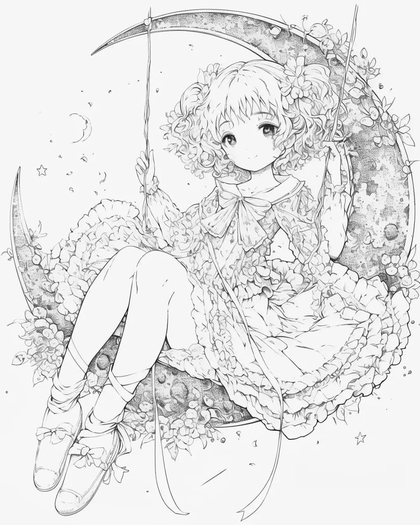 Fille sur le Croissant de Lune