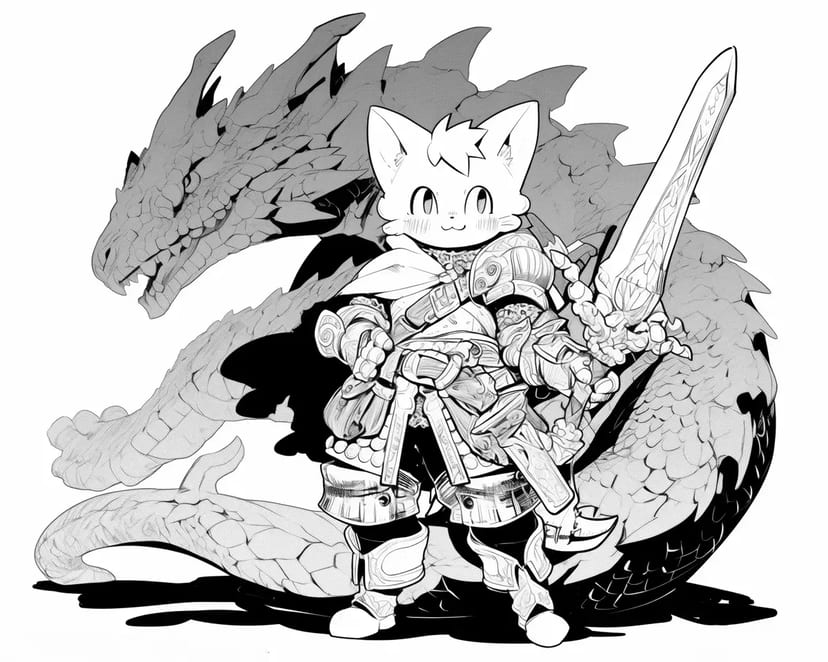 Valiente Gato Guerrero y Dragón