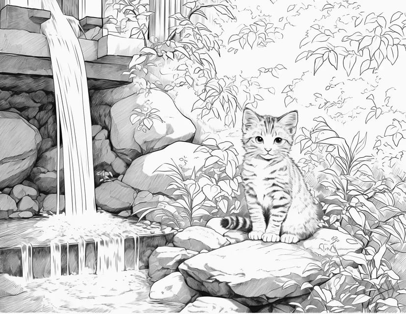 Chaton près de la Cascade