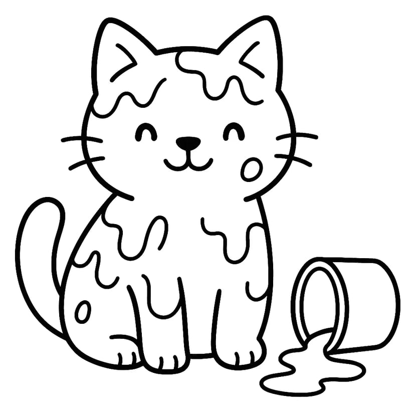 Chaton Couvert de Peinture