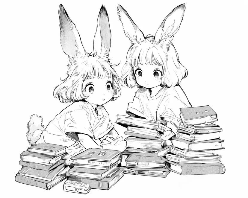 Книголюбивые Девочки-Крольчата