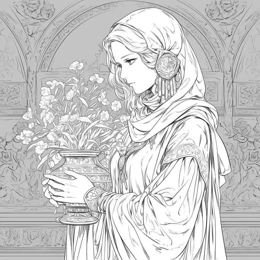Mujer Sosteniendo Flores