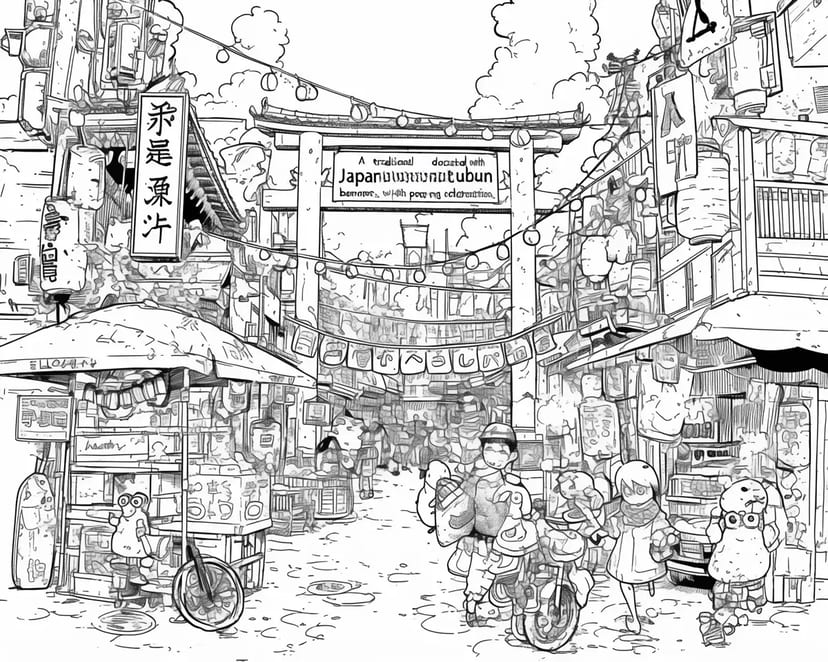Calle Comercial Japonesa Animada