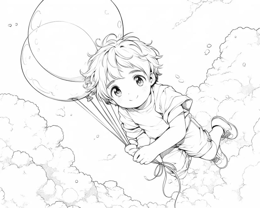 Niño Volando en el Cielo