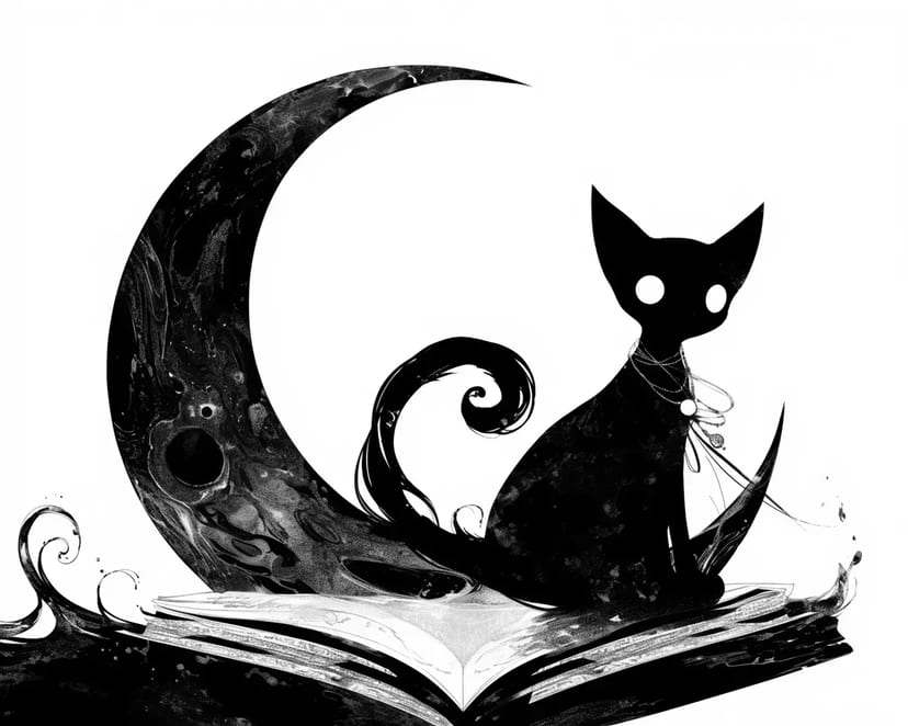 Mysterious Black Cat on the Moon