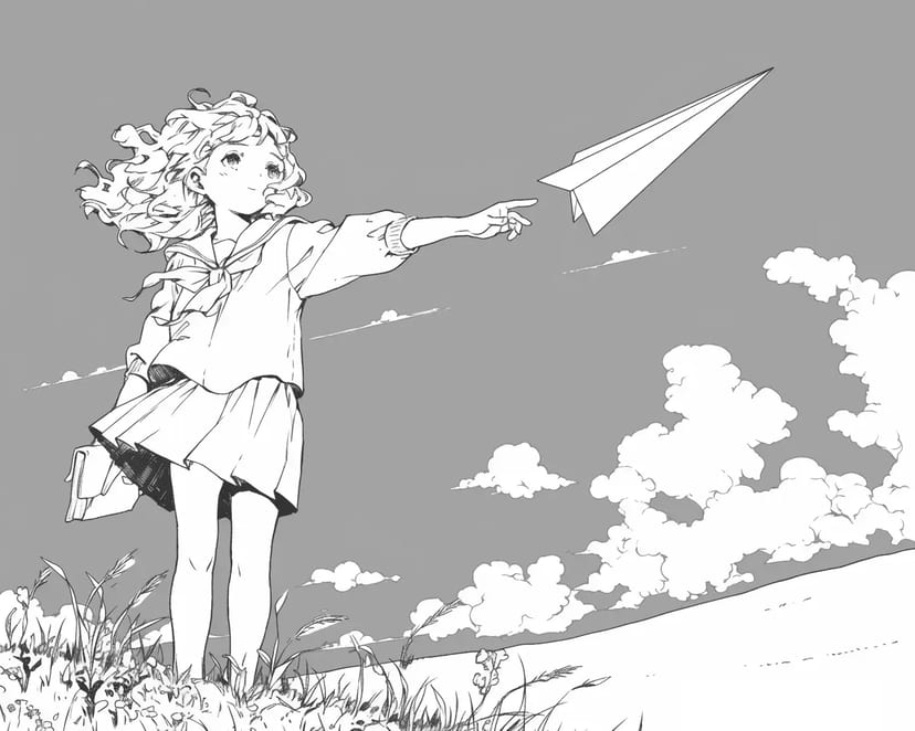 Paper Airplane on the Hill