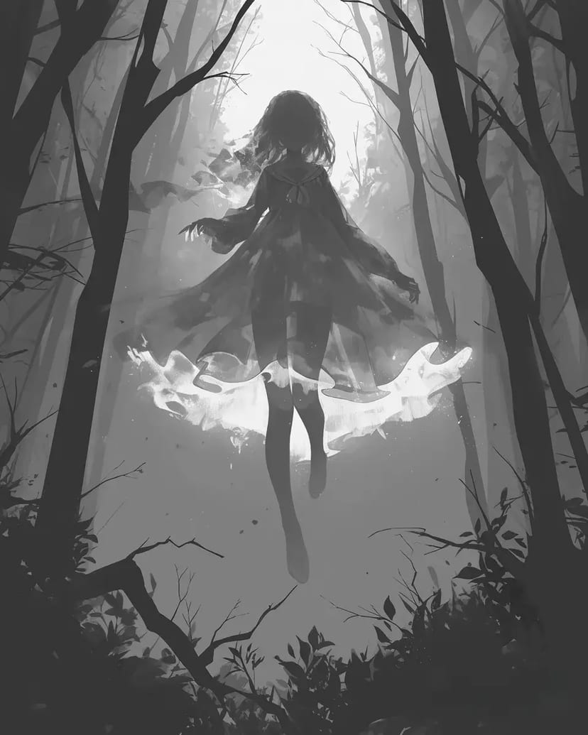 Fille Fantôme dans la Forêt