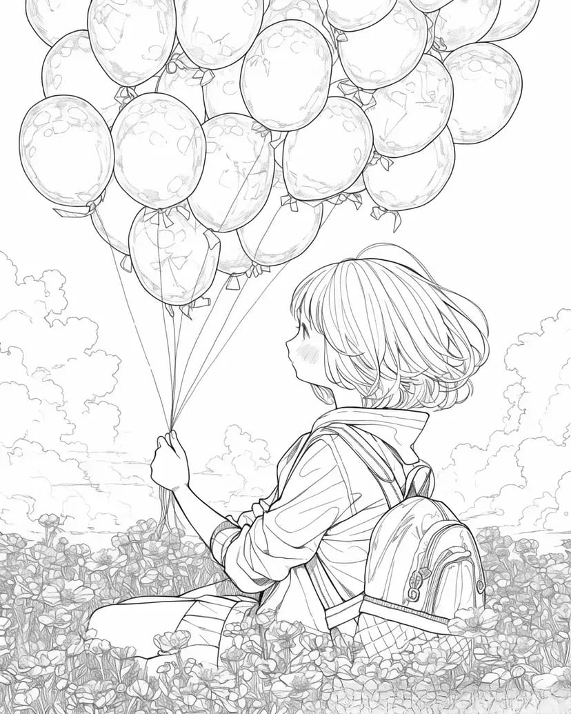 Niña Soñadora con Globos