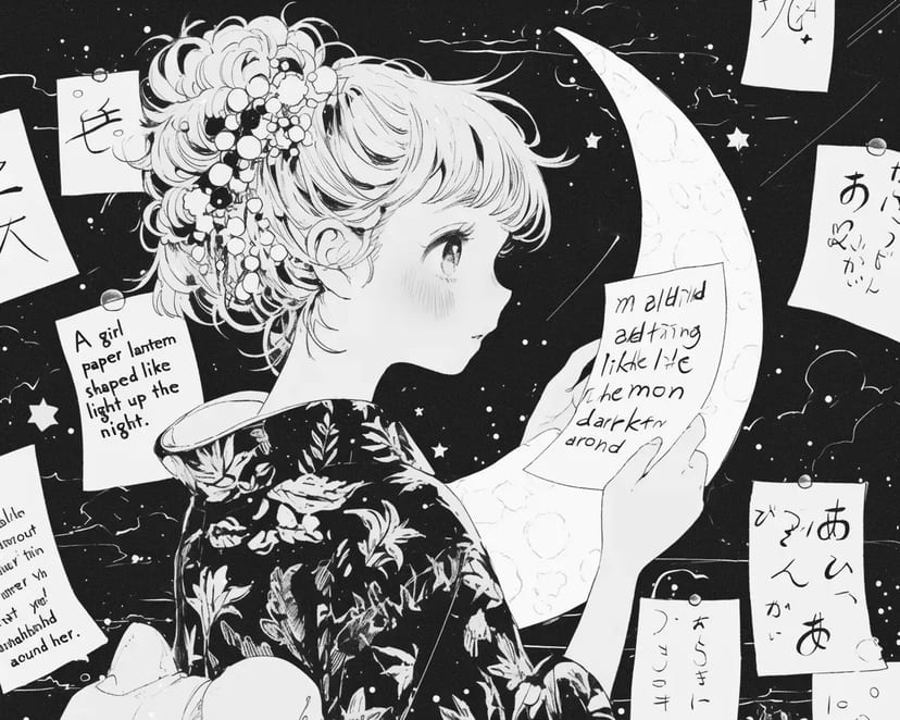 Niña bajo la Luna