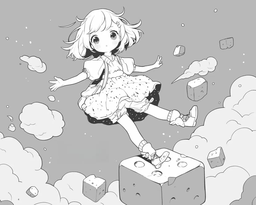 Fille Flottant dans le Ciel