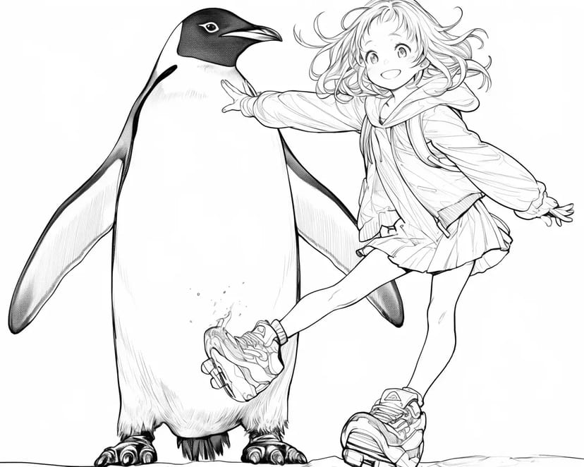 Aventure avec un Pingouin et une Fille