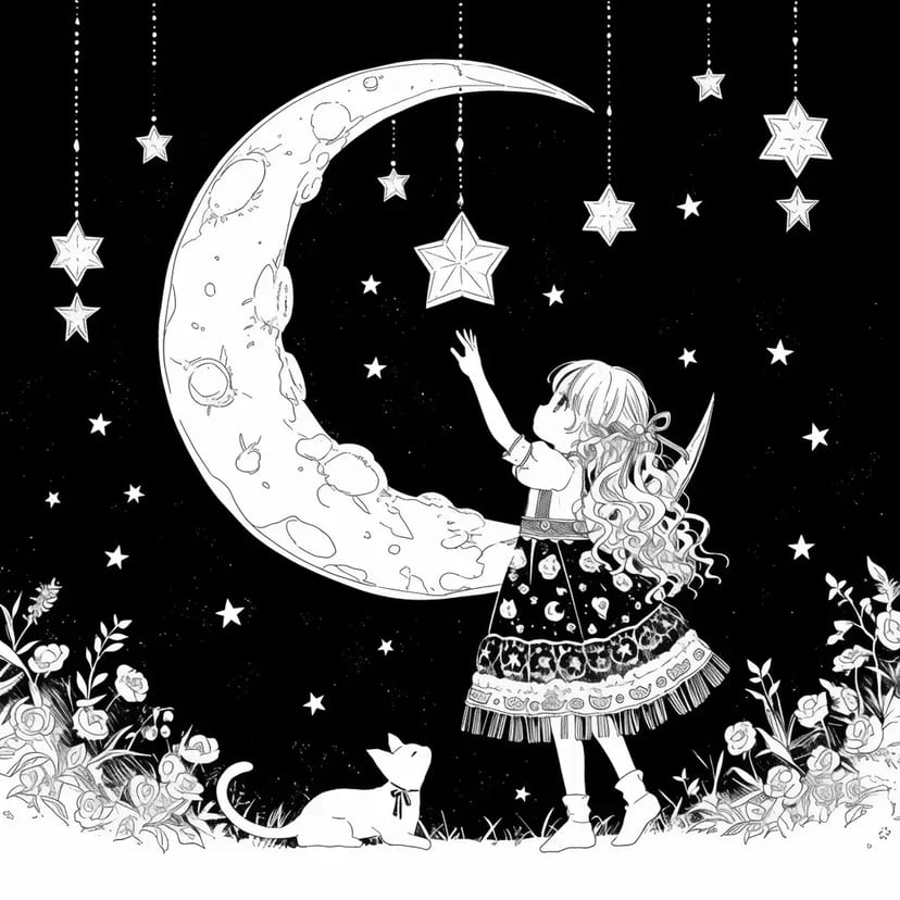 Fille Atteignant la Lune