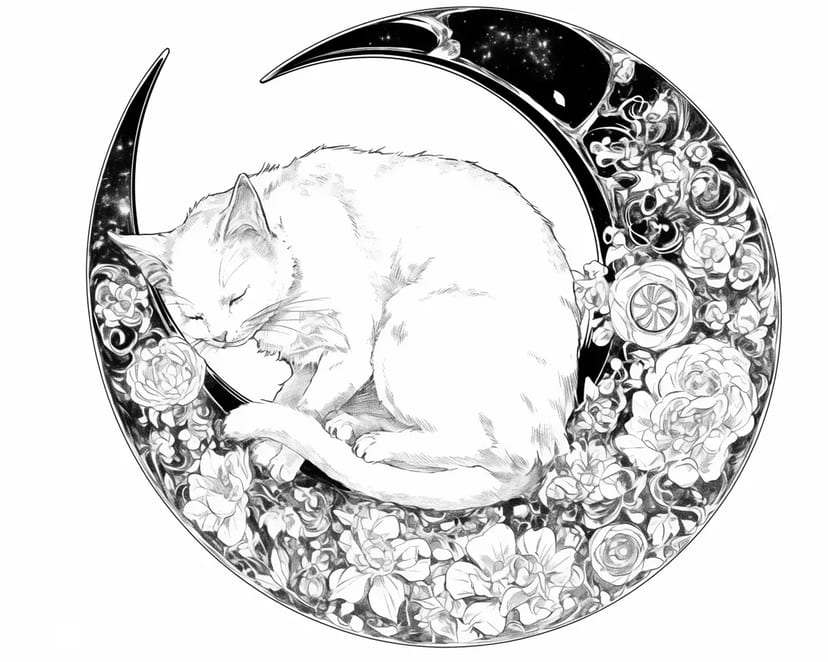 Кот на полумесяце