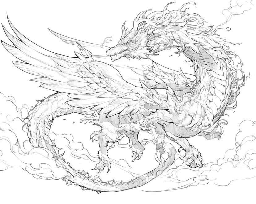 Dragón Místico Volando en el Cielo