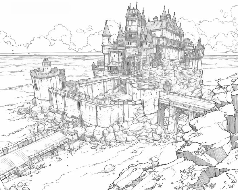 Castillo Magnífico a la Orilla del Mar
