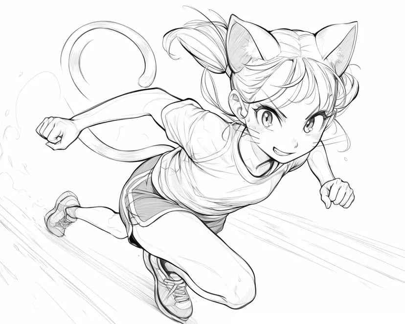 Cat-Eared Running Girl