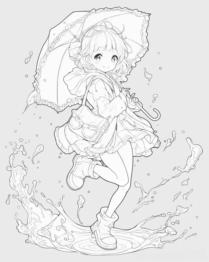 Fille Magique par un Jour de Pluie