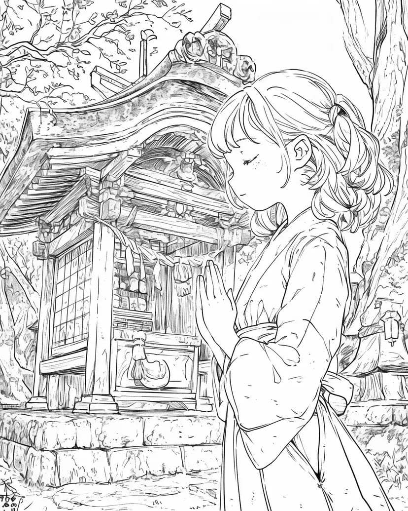 Girl Praying Under the Tree