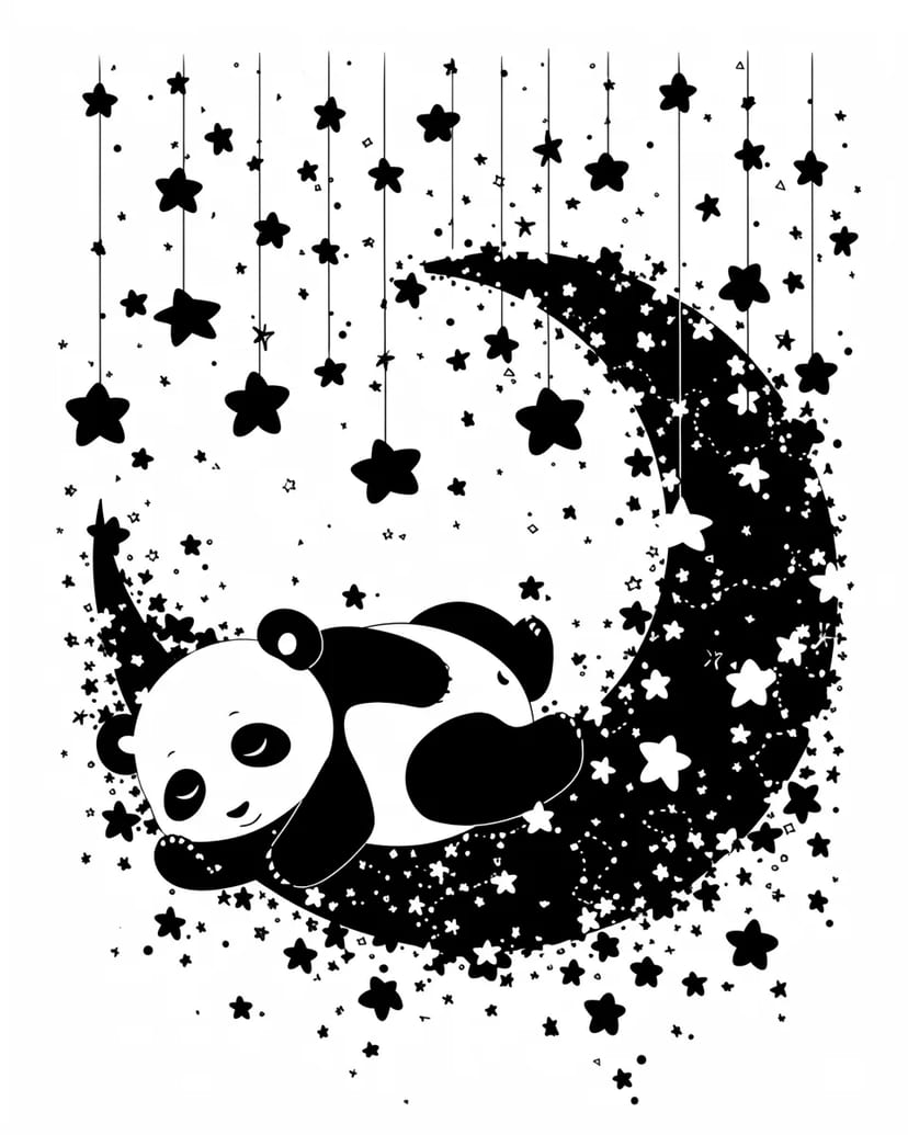 Panda dengan Bulan dan Bintang