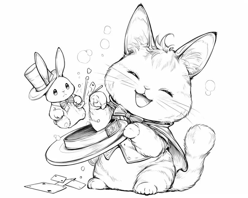 Gato Mago y Conejo