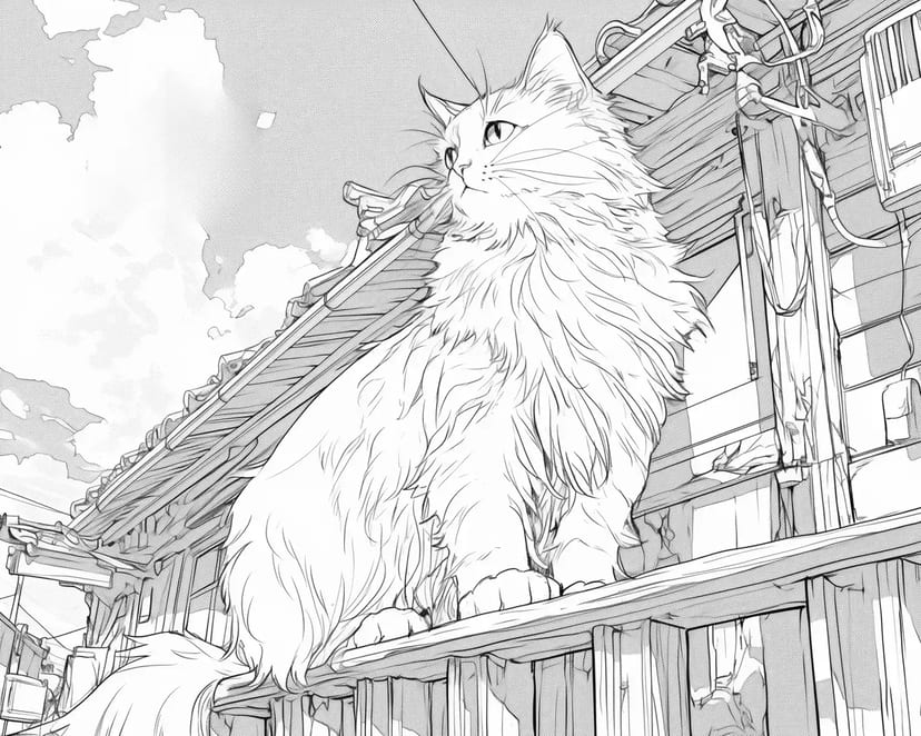 Cat on the Sunset Balcony