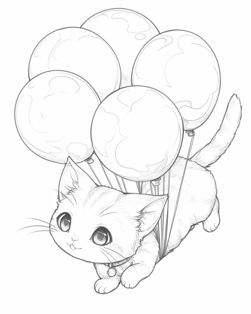 Aventure du Chaton avec des Ballons