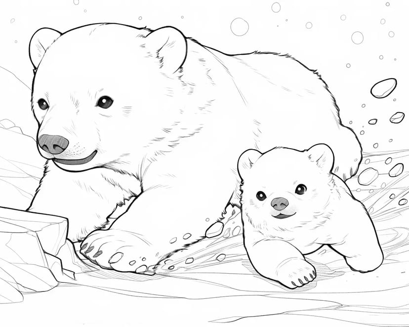 Playful Polar Bear Family