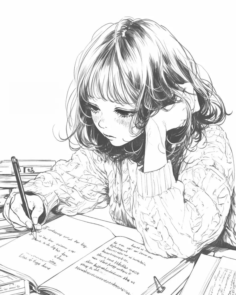Girl Deep in Sketching