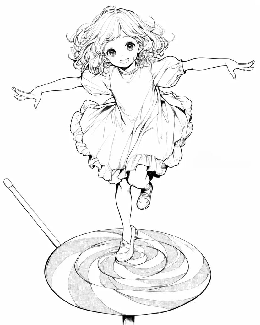 Fille sur une Sucette Géante