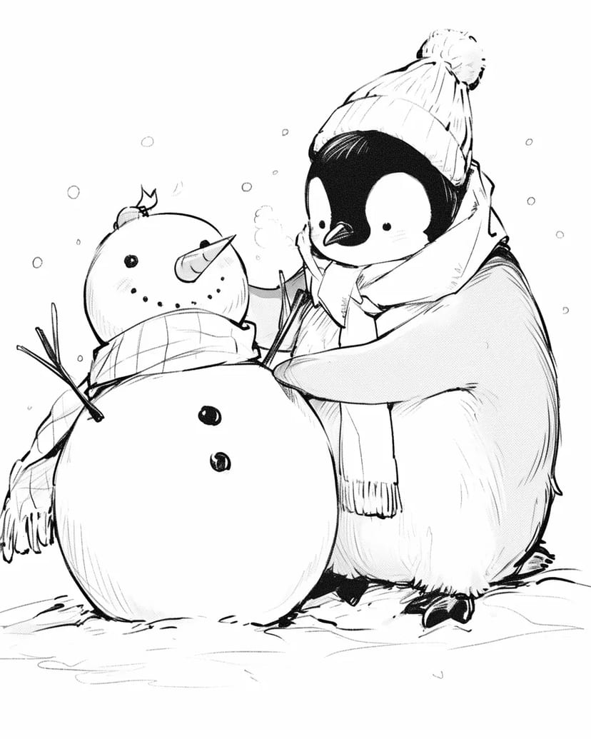 Pingouin et Bonhomme de Neige