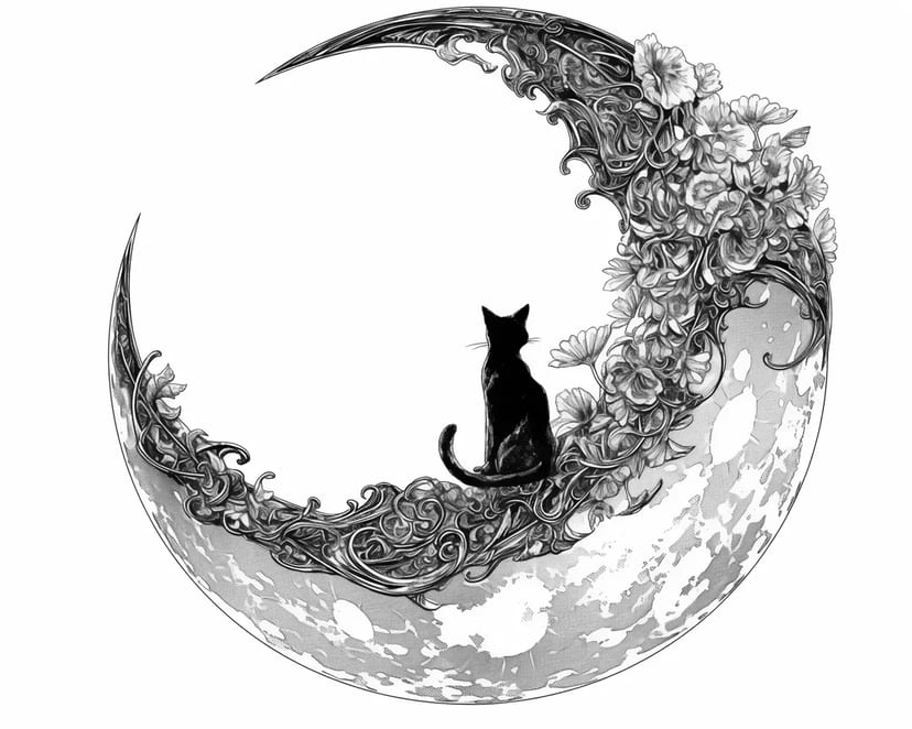 Gato en la Luna Creciente