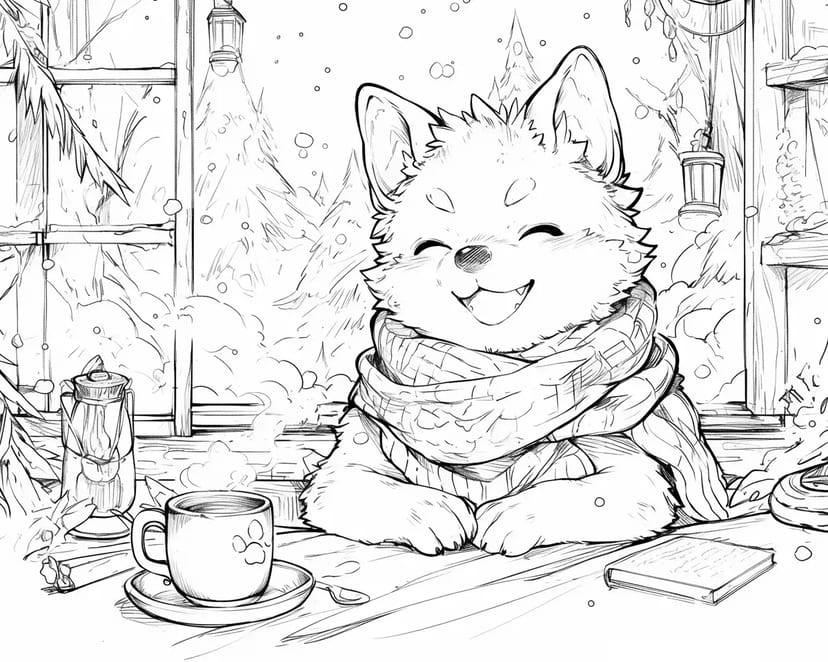 Chiot Heureux un Matin d'Hiver