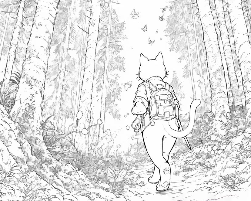 La aventura del gato en el bosque