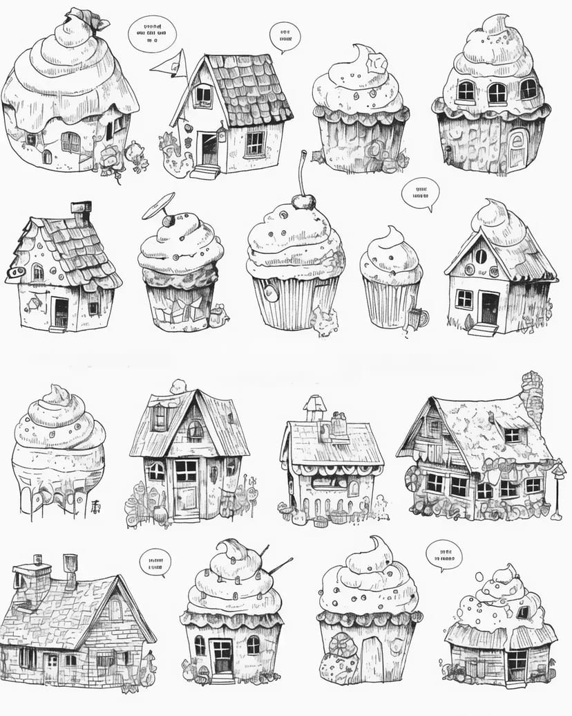 Casas de la Aldea de Cupcakes