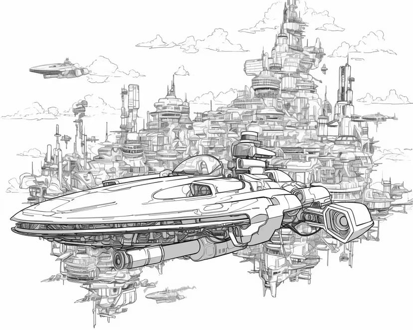 Ciudad Futurista y Nave Espacial