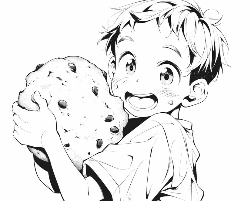 Niño con una Galleta Gigante