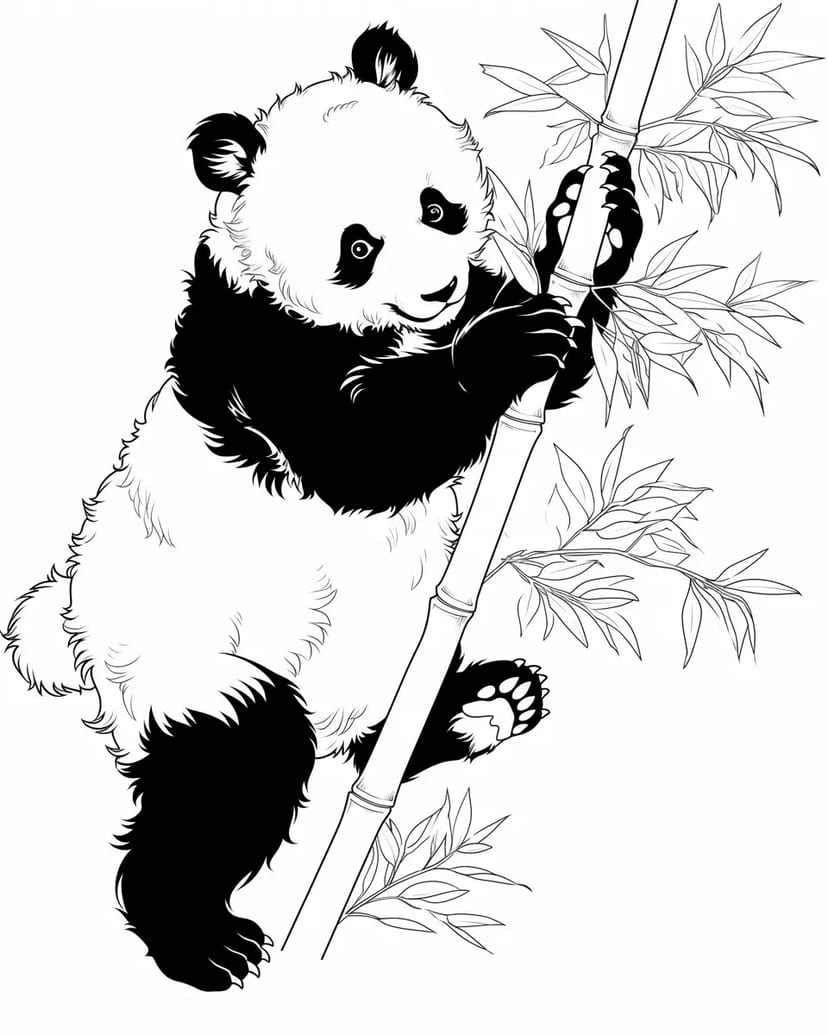 爬竹子的熊猫