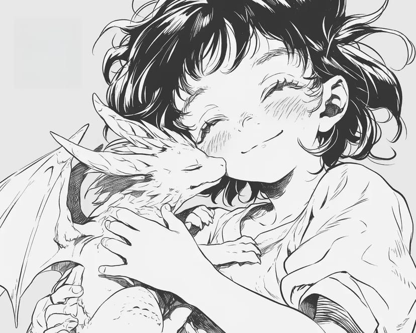 Câlin à un Petit Dragon