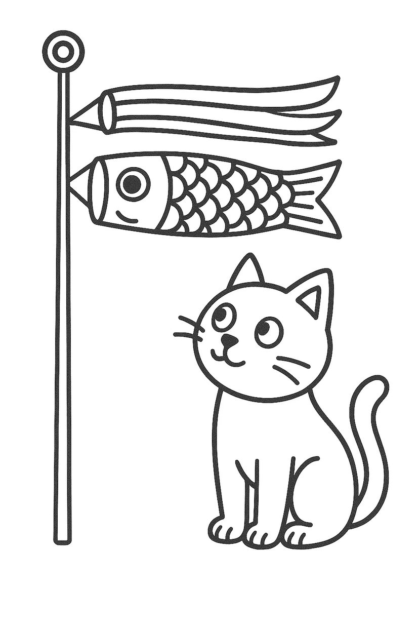 Koinobori et Chat