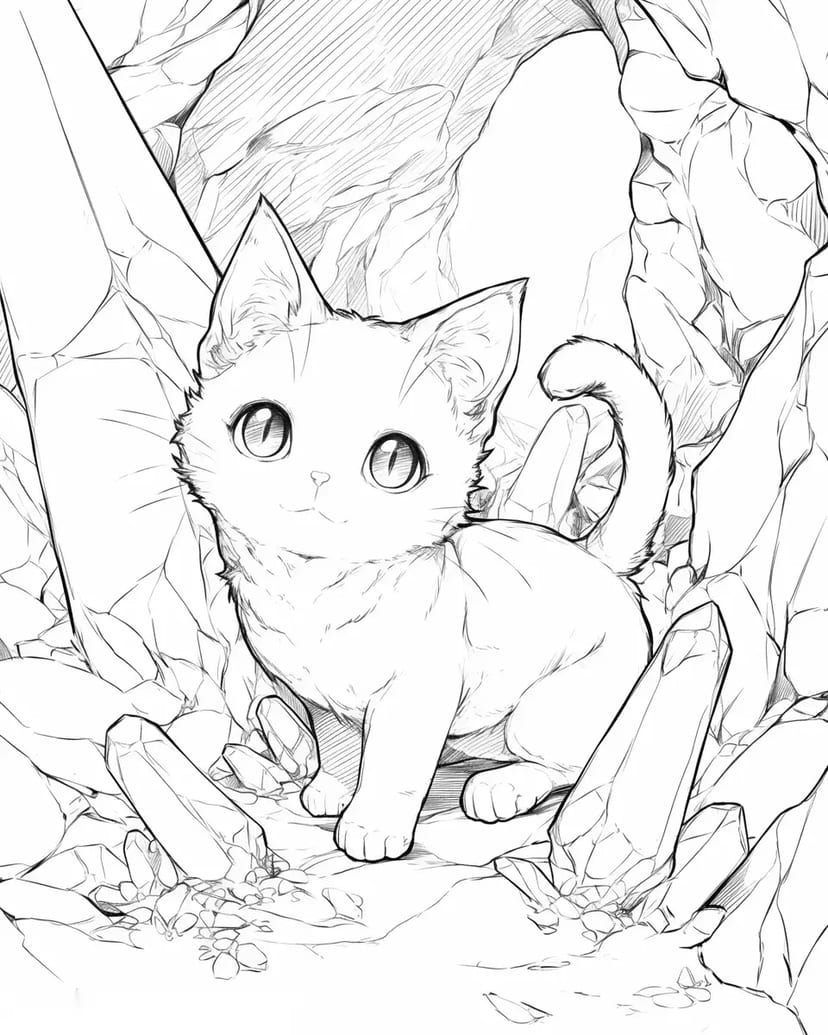 Gatito en una Cueva Brillante