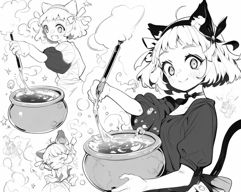 Fille Magique aux Oreilles de Chat