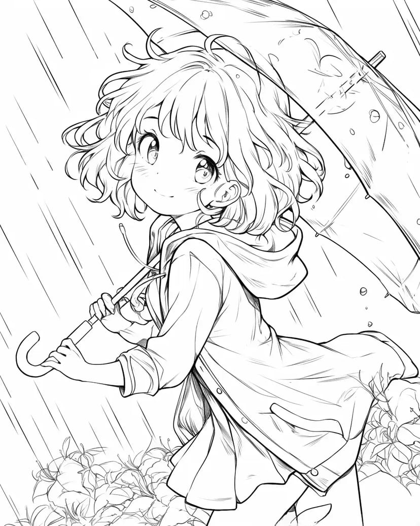 Fille Magique par un Jour de Pluie